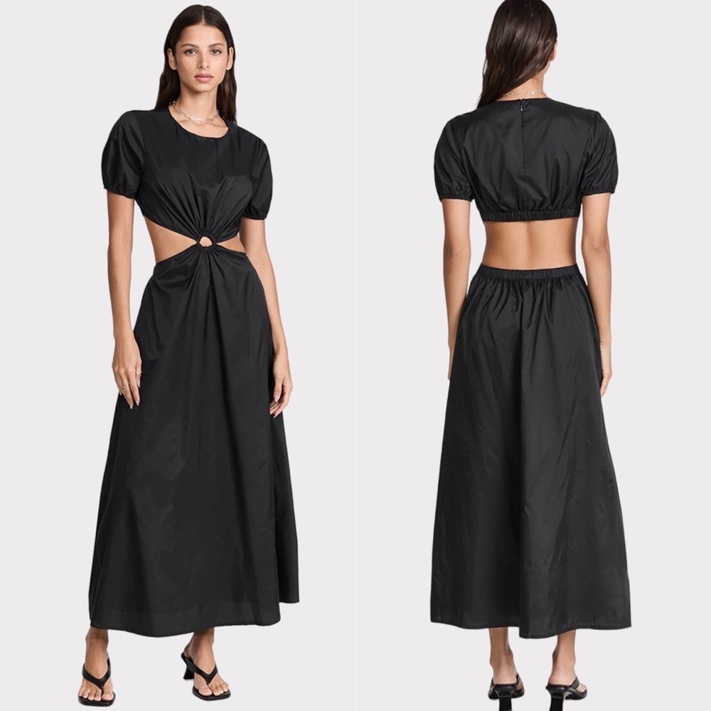 STAUD - Calypso Cutout Maxi Dress - Black - Size 16